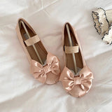 Pbong  Elegant Woman Shoes with Low Heels Mary Janes Bow Tie Satin Ballet Flats Pumps Round Toe  Ladies Shoes Women Summer New In
