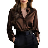 Pbong  Fall Long Sleeve Shirts For Women Fashion Loose Office Lady Elegant Button Blouse Casual