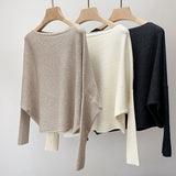 Asymmetric Knit Poncho Sweater for Women Long Sleeve Boat-neck Pullover Tops Cosy Knitwear Ladies Autumn Winter Casual Outfit