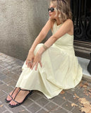 Yellow Knitted Women's Dress Summer Sleeveless Ankle Length Dresses Elegant Slim Patchwork Female Dress