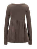 Pbong  Women Autumn Knitted Tops Solid Color Long Sleeve Button Square Neck Tunic Sweaters Blouse
