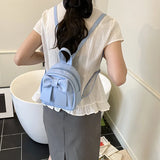 Pbong  Cute Simple Butterfly Knot Small Backpack Versatile Fashionable Stylish Summer Street Trend PU Material Bucket Bag