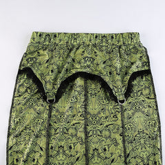 Goth Dark Fairycore Grunge Vintage Green Mermaid Skirts Gothic Aesthetic High Waist Women Sexy Long Skirt Ruffles Slim Partywear