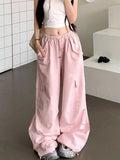 Pbong  Y2K Pink Cargo Pant Women Loose Hip Hop High Waist Streetwear Trousers American Vintage Oversize Pockets Paratrooper Pants
