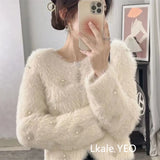 2025 Autumn And Winter heavy industry Women Knitted Cardigan Sweater Coat Imitation mink fur comfortable Female Sweater Jacket