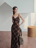 Elegant Retro Casual Maxi Dresses Summer Stripe Bow Halter Dress Straight Slender Dress High Street Party Women's Wear