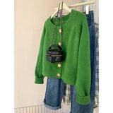 Spring Autumn 2025 Vintage Versatile Lazy Women Cardigan Sweater Coat  Loose Korean Version Female Knitted Sweater Jacket