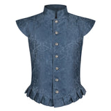 Vintage Men's Jacquard Vest Medieval Dark Pattern Fabric Gorgeous Elegant Sleeveless Waistcoat for Halloween Party Cosplay Adult