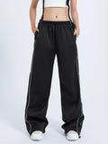 Y2K Baggy Cargo Pants for Women Drawstring Elastic Low Waist Parachute Pants Sweatpants Loose Hippie Pants Trousers