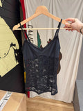 Lace Bow Transparent Bra Tank Top Summer Sleeveless V-Neck Thin Slim Vest Women Sweet Vintage Streetwear Sexy Crop Tops Y2k