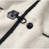 Women Fashion Solid Lambswool Horn Button Coat Loose O Neck Single-breasted Warm Top 2023 Winter Lady Elegant Duffle Jacket