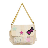 Pbong  Women Cute Star Pattern Shoulder Bags Lightweight Minimalist Checkered Sling Pack Wear- Commute Work Tote Purse