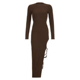 Casual Lace Up Asymmetrical Long Split Dress