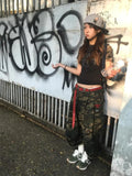 Punk Shorts Street Casual Summer Women Camouflage Harajuku Vintage High Waist Loose Shorts Y2K Wide Leg Baggy  Denim Shorts