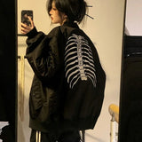 New Autnmn Vintage Jackets Bomber Jacket Women Black Gothic Harajuku Grunge American Baseball Jacket Couple Cool Outerwear
