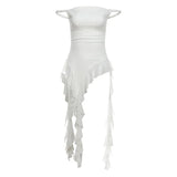 Sexy One Shoulder Sexy Spicy Girl Ruffle Edge Strap Camisole Women Tank Top Slimming Thin Outerwear Strapless Tube Top Female