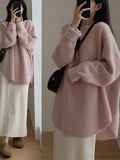 Women Black Gothic Mohair Pullover Knitted Sweater Harajuku Y2k Long Sleeves Sweater Jumper Vintage 2000s Aesthetic Clothes
