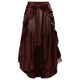 Pbong  Spring European Vintage Style Women High Waist Ruffled Long Skirt Solid White Party Dance Victorian Cosplay Costume Skirt