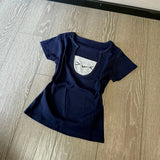 Pbong  Y2k Aesthetic Fake Two Pieces Tshirts Women Harajuku Printing Casual Bodycon T-shirt Summer Streetwear Patchwork Grunge Tees