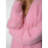 Spring Autumn Women Cardigan Sweater Jacket 2025 Imitation Mink Fur Versatile Female Sweater V-neck Loose Ladies Knitted Top