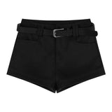 Pbong  British Style Spicy Girl Coffee Faux Woolen Shorts for Women Fall/Winter New Low-Waisted Straight Casual Short Pants Street Wear