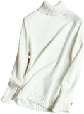 Women Turtleneck Knitted Sweaters Long Sleeve Roll-neck Pullover Plain Jumper Ladies Autumn Winter Layered Basic Outfit