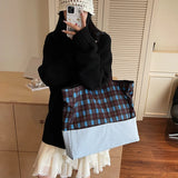 Pbong  Korean Canvas Shoulder Shopper Bag for Women Zipper Large Woman Tote Bookbag Fashion Brand Female Handbags Sac A Main Femme