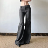 Pbong  Office Ladies Basic Slim-fitting Solid Suitpants Y2K Elegant Fashion Low-Waisted Flare Pants Women Autumn Spring Trousers