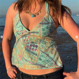 Women's Sequin Halter Tank Tops V-Neck Sleeveless Backless Slim Fit Vest Streetwear for Summer