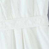 White Deep V-back Hanging Neck Sexy Long Dress High Waist Vacation Beach Summer Dress Fashion Solid Color A-line Party Dress