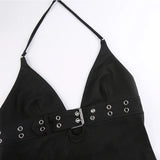 y2k Bandage Crop Top Black Backless  Top Lace Up Cute Party Beach Summer Sweats Women Retro Basic Mini Vest Punk