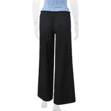 Pbong  Fashion Pants Women y2k Plaid Patchwork Elastic Waist Wide Leg Loose Trousers Sweatpants 2000s Clothing Streetwear