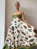 Holiday Printed Long Maxi Dresses Women Beach Straps Slip Sleeveless Summer Loose Dress Casual Fashion Fairycore Vestido