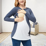 Pbong  Summe Round-neck Long-sleeved Multicolored Top Suitable for Breastfeeding Pregnant Women Ladies' T-shirt Sweatshirt Long Sleeves
