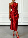 Pbong  Elegant Evening Party Long Dresses For Women Summer Fashion Sleeveless Off Shoulder Satin Maxi Dress Casual