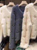 2025 Autumn And Winter heavy industry Women Knitted Cardigan Sweater Coat Imitation mink fur comfortable Female Sweater Jacket