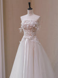 Retro Style Lace Bridal Gown Sleeveless A-Line Long Dress Floral Handmade Embroidery mid Waist for Wedding Entrance Ceremony