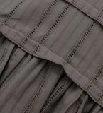 Women Fashion Grey Pleated Backless Ruffled Cropped Tops Vintage Thin Straps V-Neck Female Chic Lady Crop Top