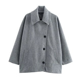 2025 New Autumn Fashion Solid Lapel Jacket For Women Single Breasted Long Sleeve Coats Female Elegant Chic Street Outwear