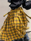 Vintage Plaid Skirt Women Y2k Japanese Style Long Skirt Harajuku Streetwear Fashion Retro A-line Midi Skirts Aesthetics