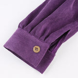 Purple Loose Corduroy Long-Sleeve Dress