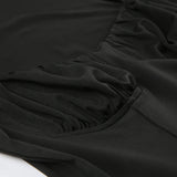 Black Square Neck Long Sleeve Dress
