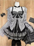 Y2k Japan Style Kawaii 3 Piece Skirt Sets Women 2000s Harajuku Vintage Sweet Suits Lolita Lace Bow Long Sleeve Matching Set Chic
