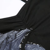 Elegant Strap Flowers Printed Frill Sexy Dress
