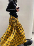 Vintage Plaid Skirt Women Y2k Japanese Style Long Skirt Harajuku Streetwear Fashion Retro A-line Midi Skirts Aesthetics