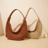 Autumn/Winter New Women's Bag Reversed Velvet Cowhide Dumpling Bag Fashion Versatile One Shoulder Crossbody Bag