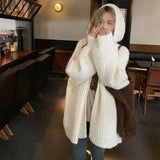 Chunky Knit Open Front Hooded Cardigan for Women Comfy Longline Sweater Hoodie Coat Female Casual Chic Autumn Winter Outfit