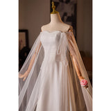 Elegant Simple Satin Wedding Dress for Short Women Strapless Long Evening Gown High Quality Feel Bridal Gown by Aimin