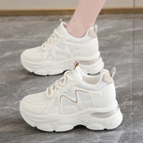 Pbong  Fashion Air Cushion Platform Sports Shoes for Women Mesh Breathable Chunky Sneakers Woman Thick Sole Anti Slip Vulcanized Shoes