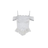 Mermaid Lace-Trimmed Bodycon Fishtail Dress for Women, Off-Shoulder Chain Strap Dress Two-Piece Set